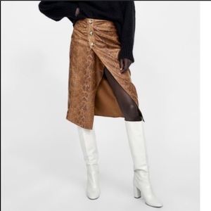 Zara Faux Suede Snakeskin Skirt